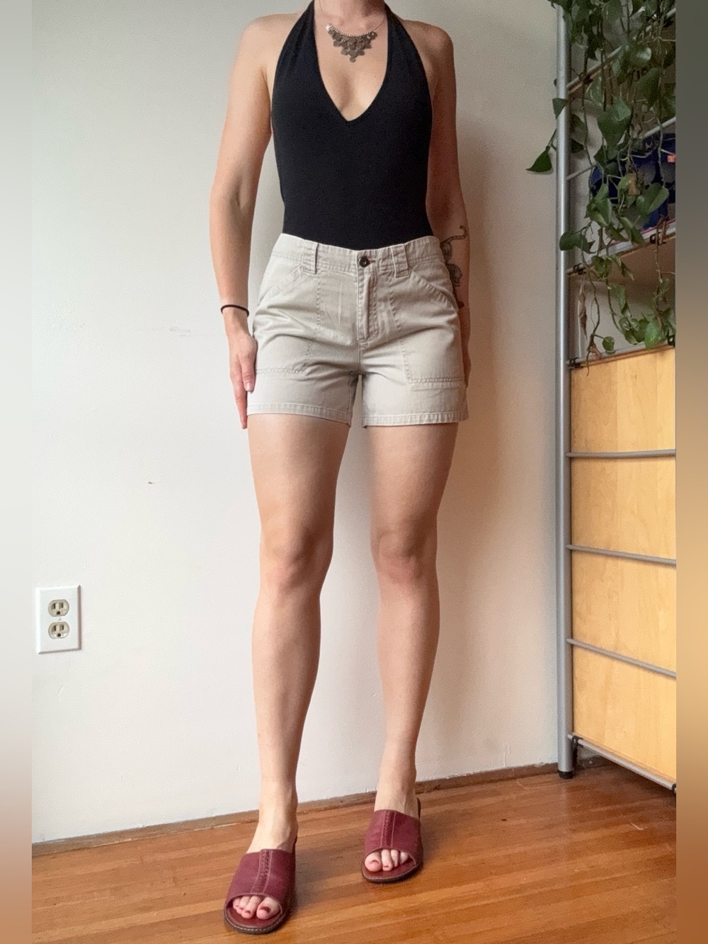 Tommy Hilfiger Beige High-Rise Utility Shorts